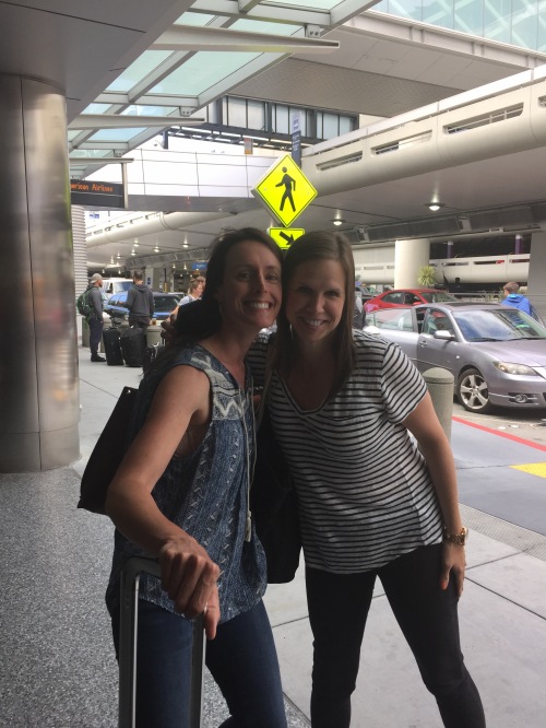 Megs and Lisa at the Airport